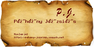 Páhány Józsiás névjegykártya